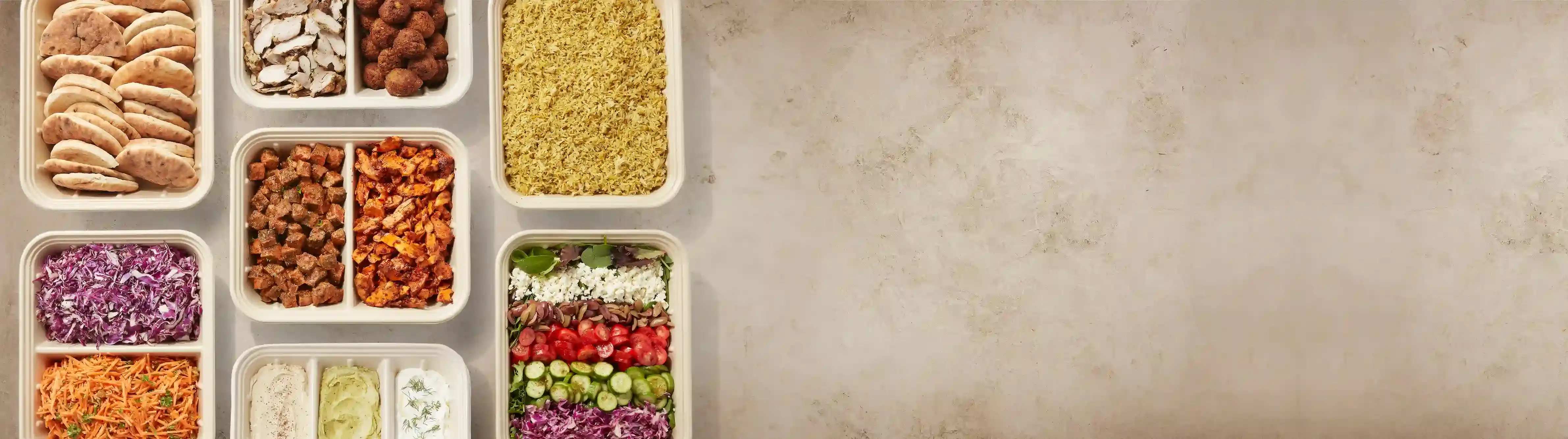 Catering Menu Items on Tan background